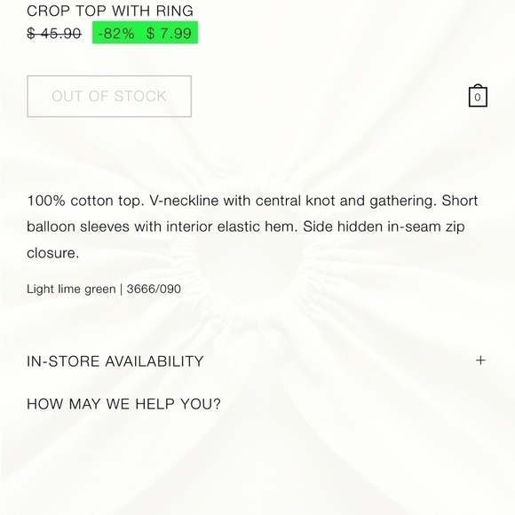 New ZARA Crop Top With Ring - Picture 9 of 9